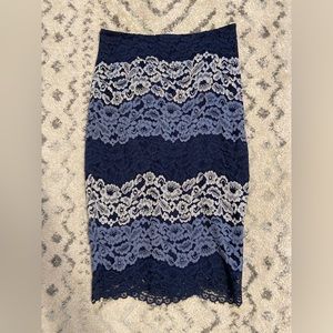 Lulus midi navy lace skirt